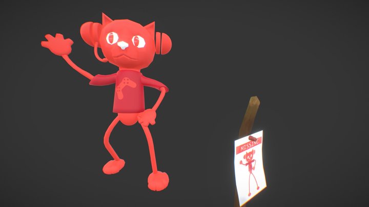 Gamerkat Mascot Rigged 3D Model