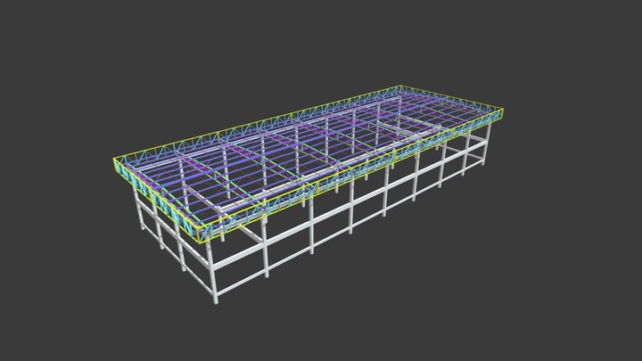 Cobertura Metálica Sobre Concreto 3D Model