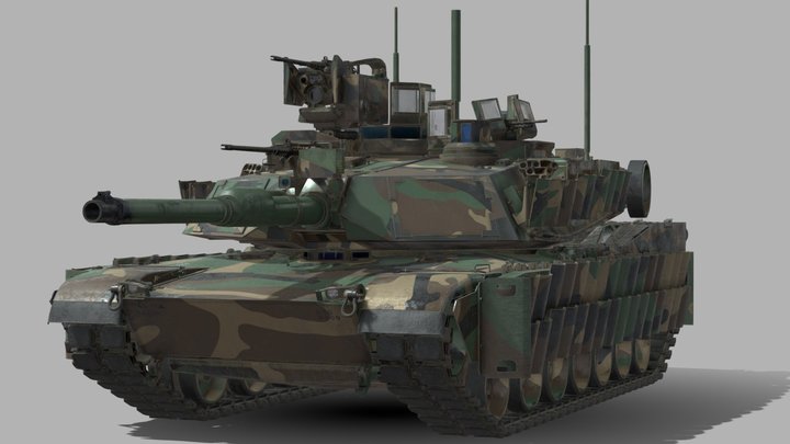 Tank M1A2 SEP2 Green Camo 3d Model 3D Model