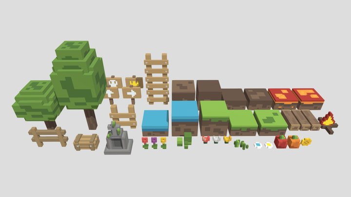 Voxel Level Blocks Set 3D Model