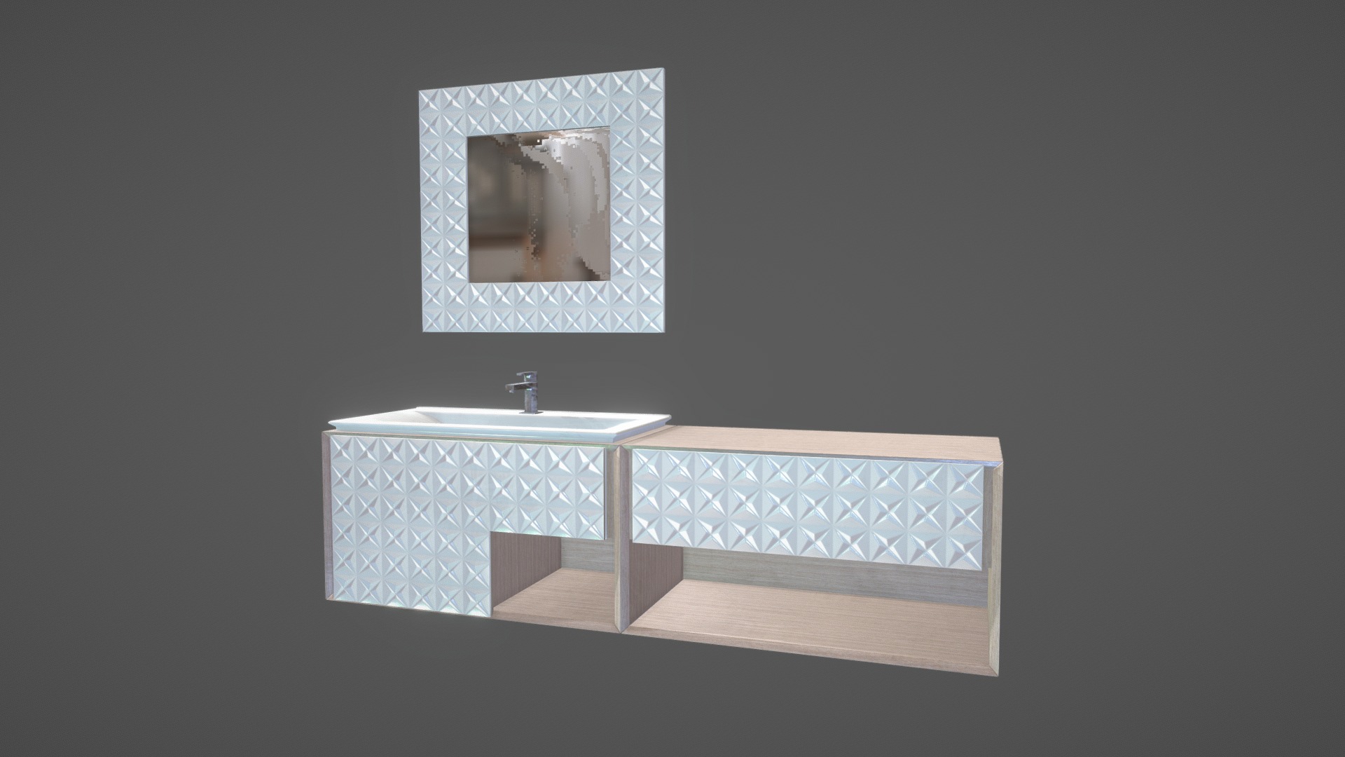 3D model Bathroom Basin - This is a 3D model of the Bathroom Basin. The 3D model is about a mirror on a wall.