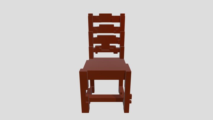 Voxel Wooden Chair 3D Model