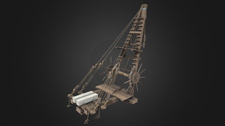 Roman Wooden Crane 3D Model