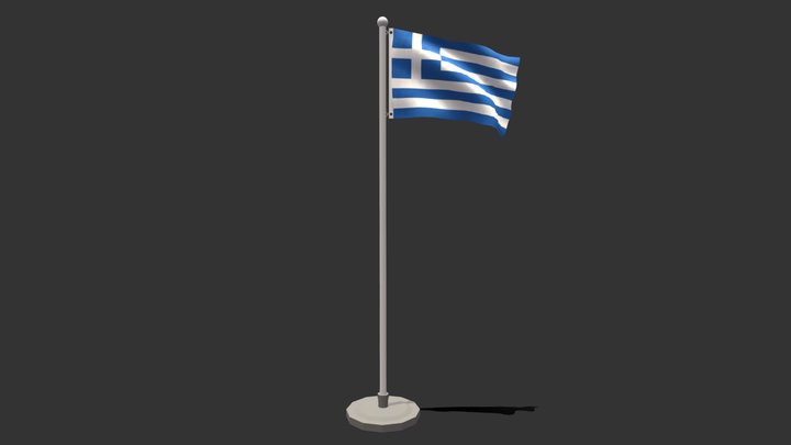 Low Poly Seamless Animated Greek Flag 3D Model