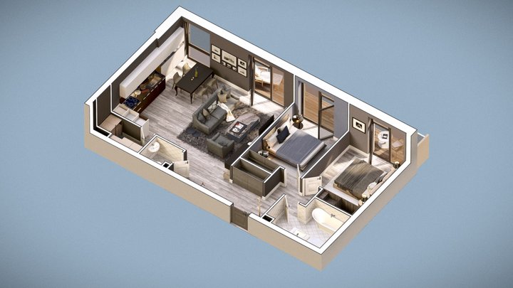 Apartment VR 3D Plan 3D Model