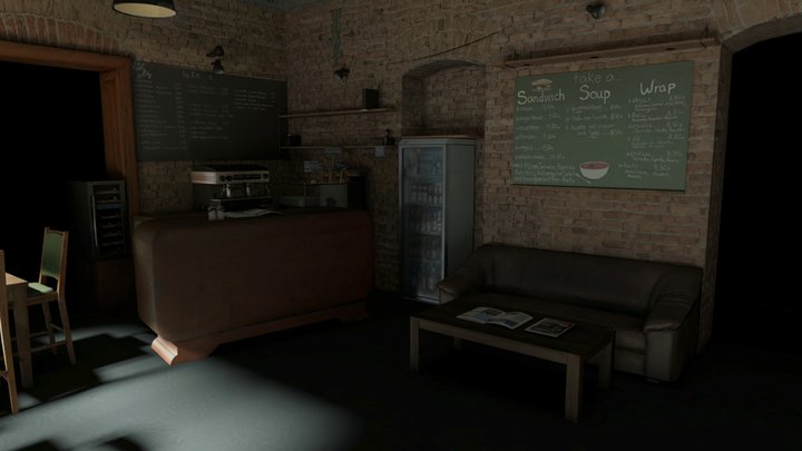 Cafe Lighting Baked Higher Resolution 3D Model