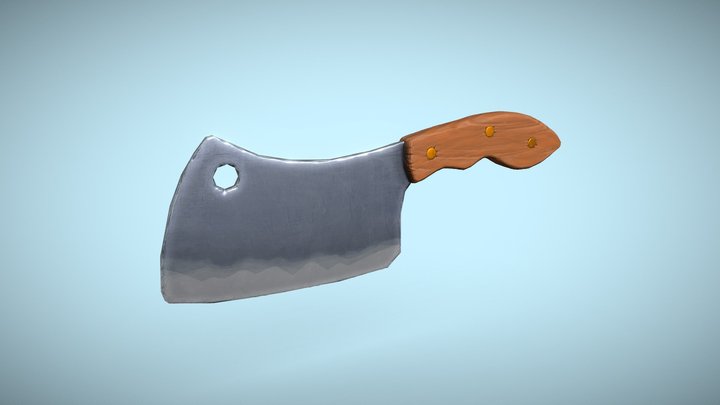 Hand Painted Butchers Cleaver 3D Model