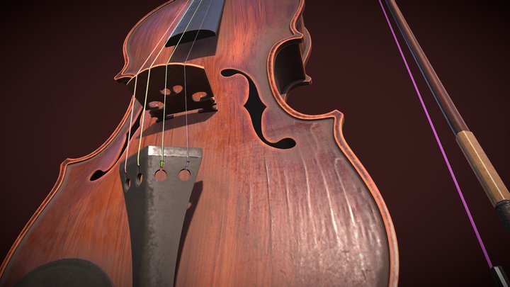 Violin Texturing 3D Model
