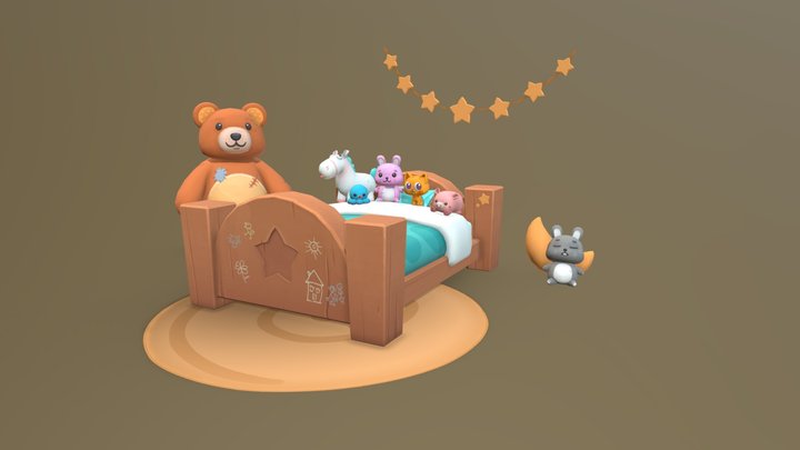 Handpainted Kids Bedroom 3D Model