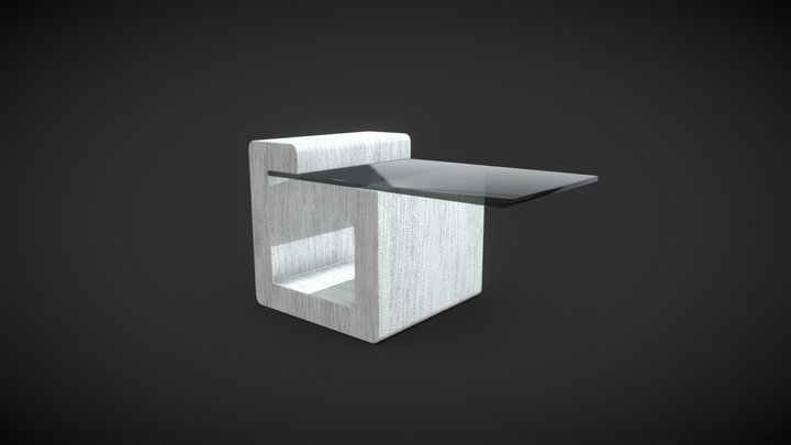 Minimalist Wooden Glass Table 3D Model