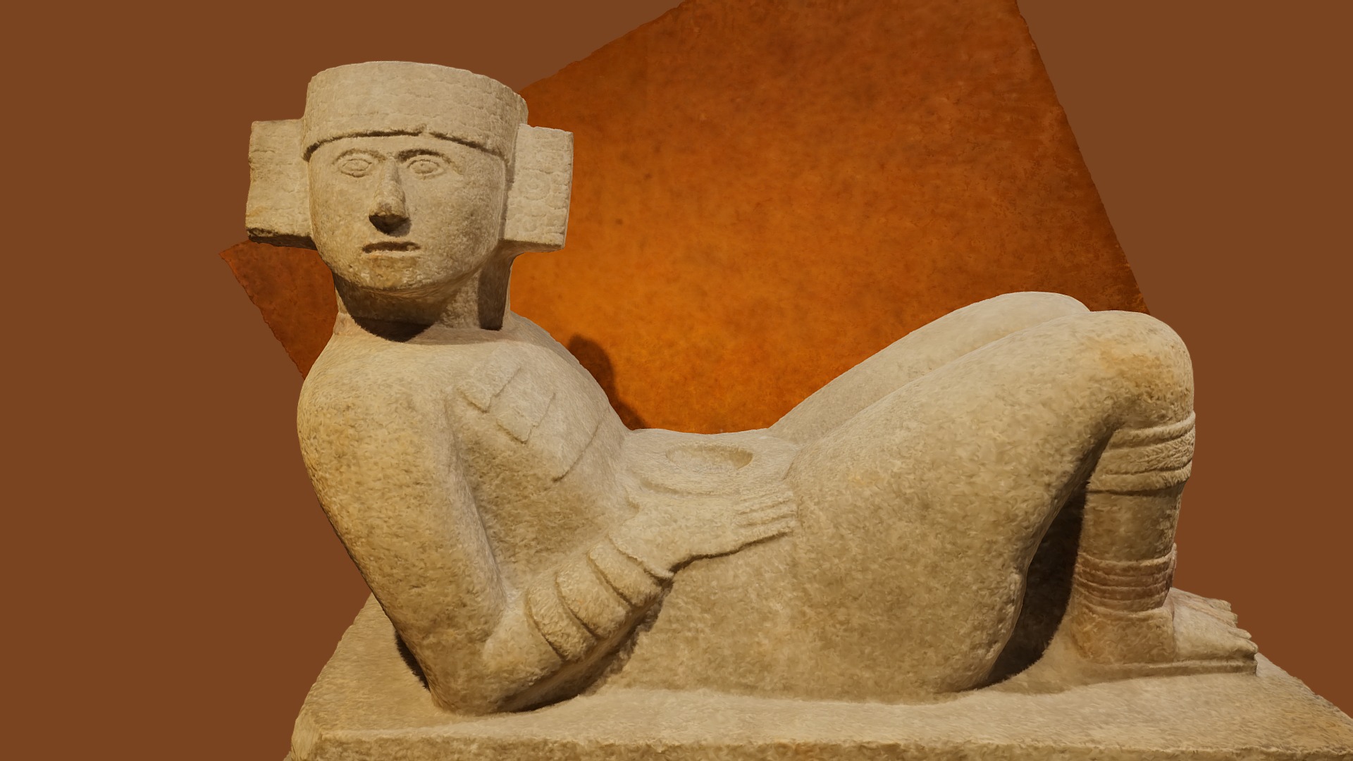 3D model Chac-mool - This is a 3D model of the Chac-mool. The 3D model is about a stone sculpture of a person.