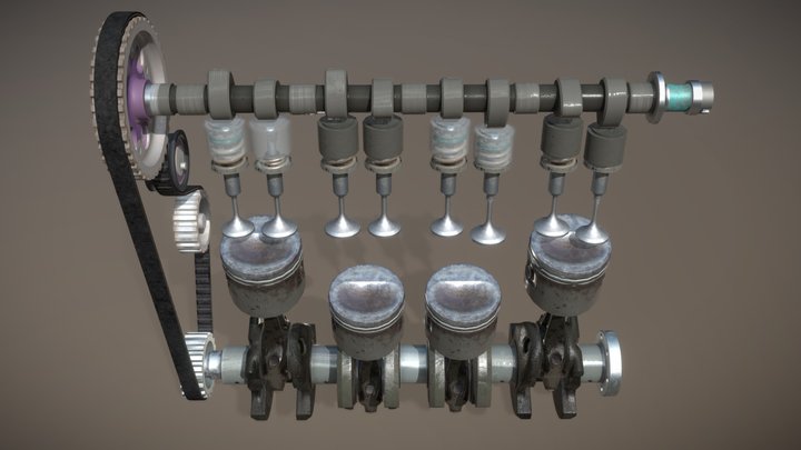 Engine Animation 3D Model
