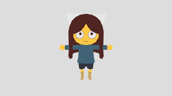 Low Poly Neko Flish 3D Model