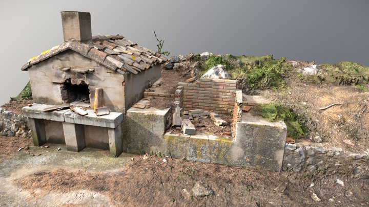 Brick Barbecue ruins 3D Model