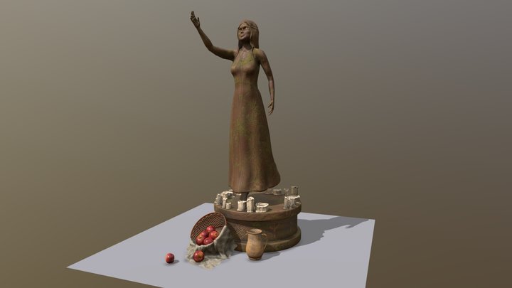Wooden statue of slavic goddess 3D Model