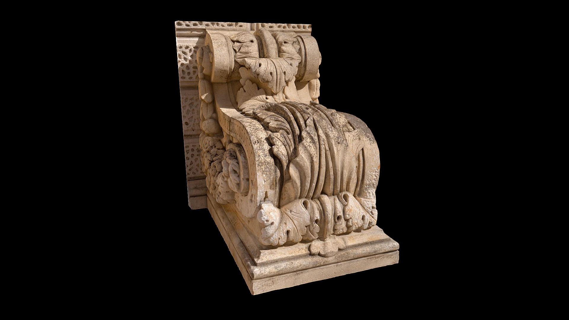 3D model Architectural ornamentation (Malta) - This is a 3D model of the Architectural ornamentation (Malta). The 3D model is about a stone sculpture of a man and a woman.