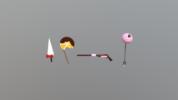 Sweetssword,ax,gun,rod 3D Model