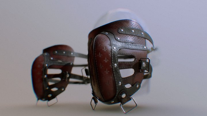 Leather face mask bondage blindfold 3D Model