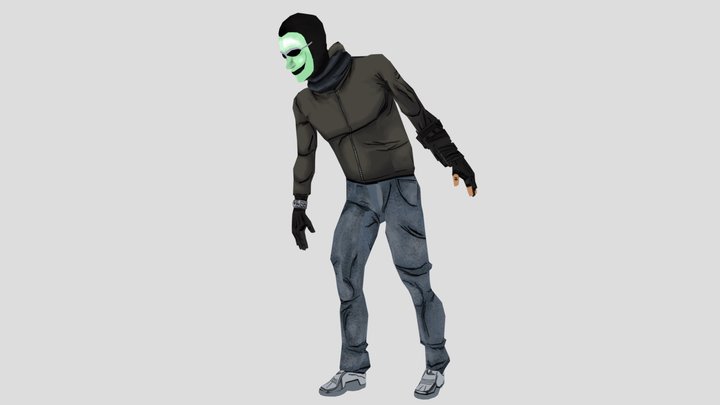 Thug with mask (Old Low-Poly Model) 3D Model