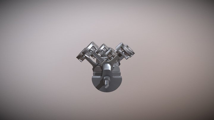 V8 Engine Animation 3D Model