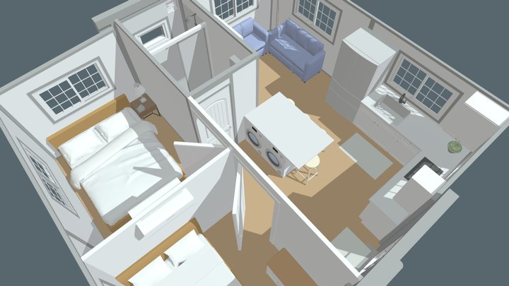 BoxHouse: Two Bedroom 3D Model