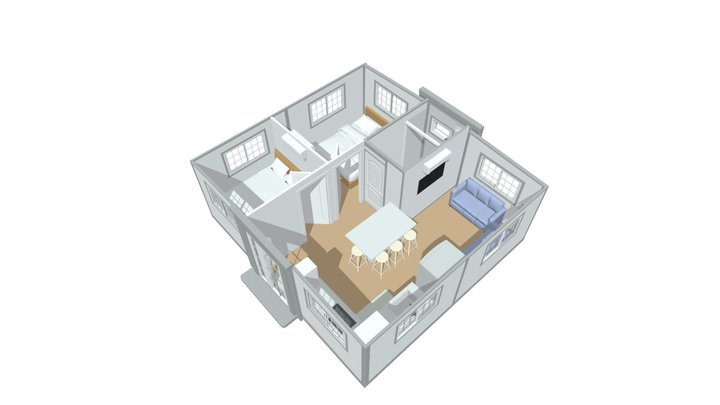 BoxHouse: Two Bedroom 3D Model