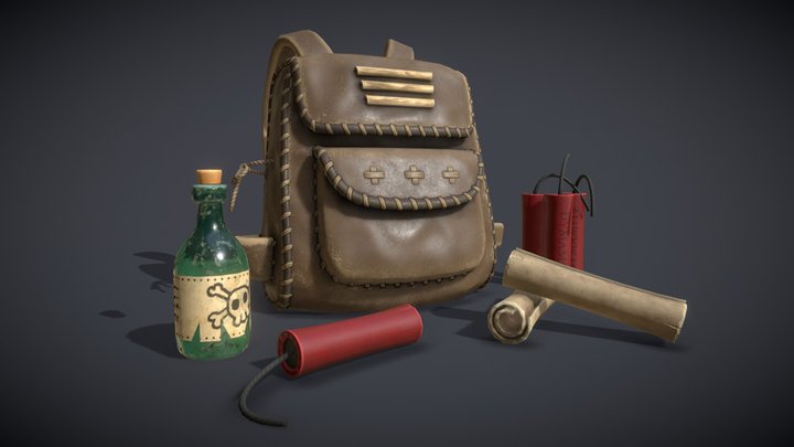 Wild West Challenge - Native american backpack 3D Model
