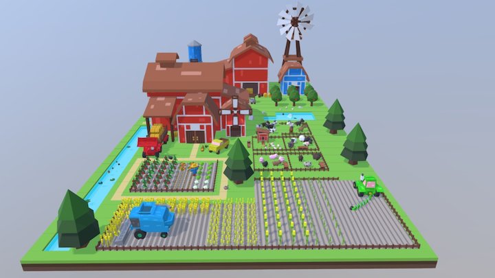 Low Poly Farm - Unity assets package 3D Model