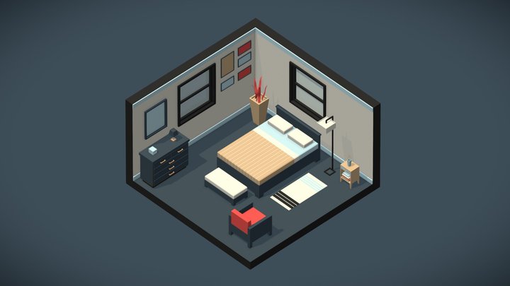 Isometric Bedroom 3D Model