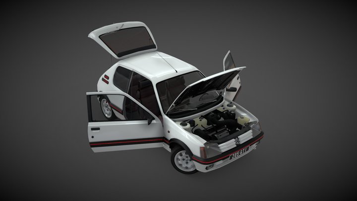 Peugeot 205 gti car game ready 3D Model