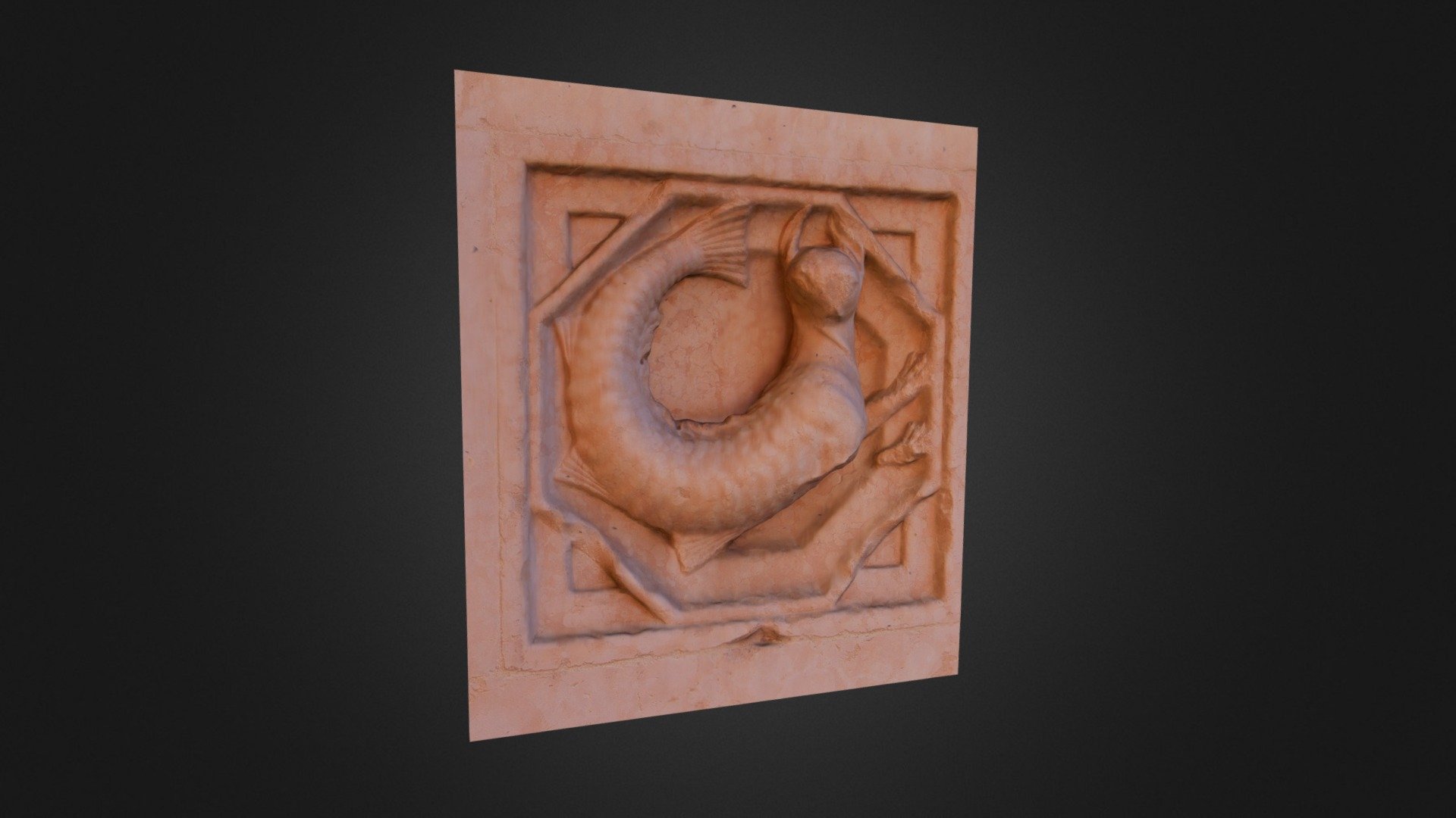 Zoophorus by Antelami (tile 17) (Italy): sea cat — Sketchfab embed 3D viewer