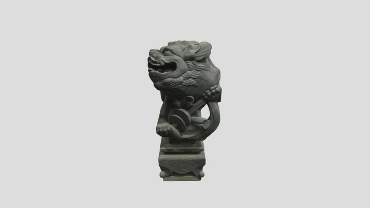 35-1.建築構件 石獅一對 3D Model