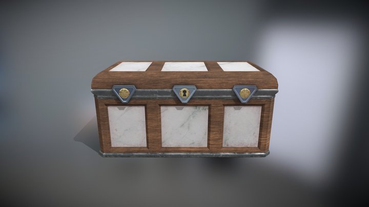 Wooden Chest with Marmor 3D Model