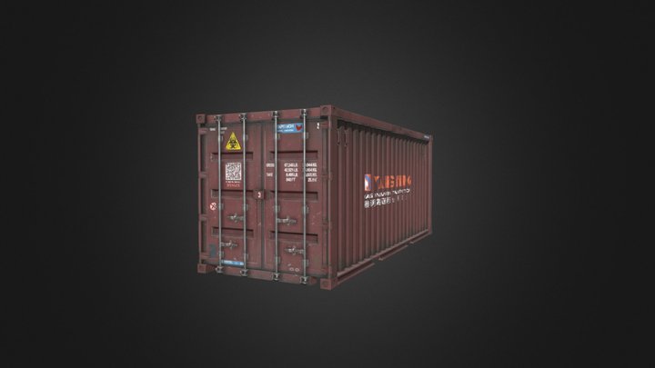Sea cargo container red 3D Model