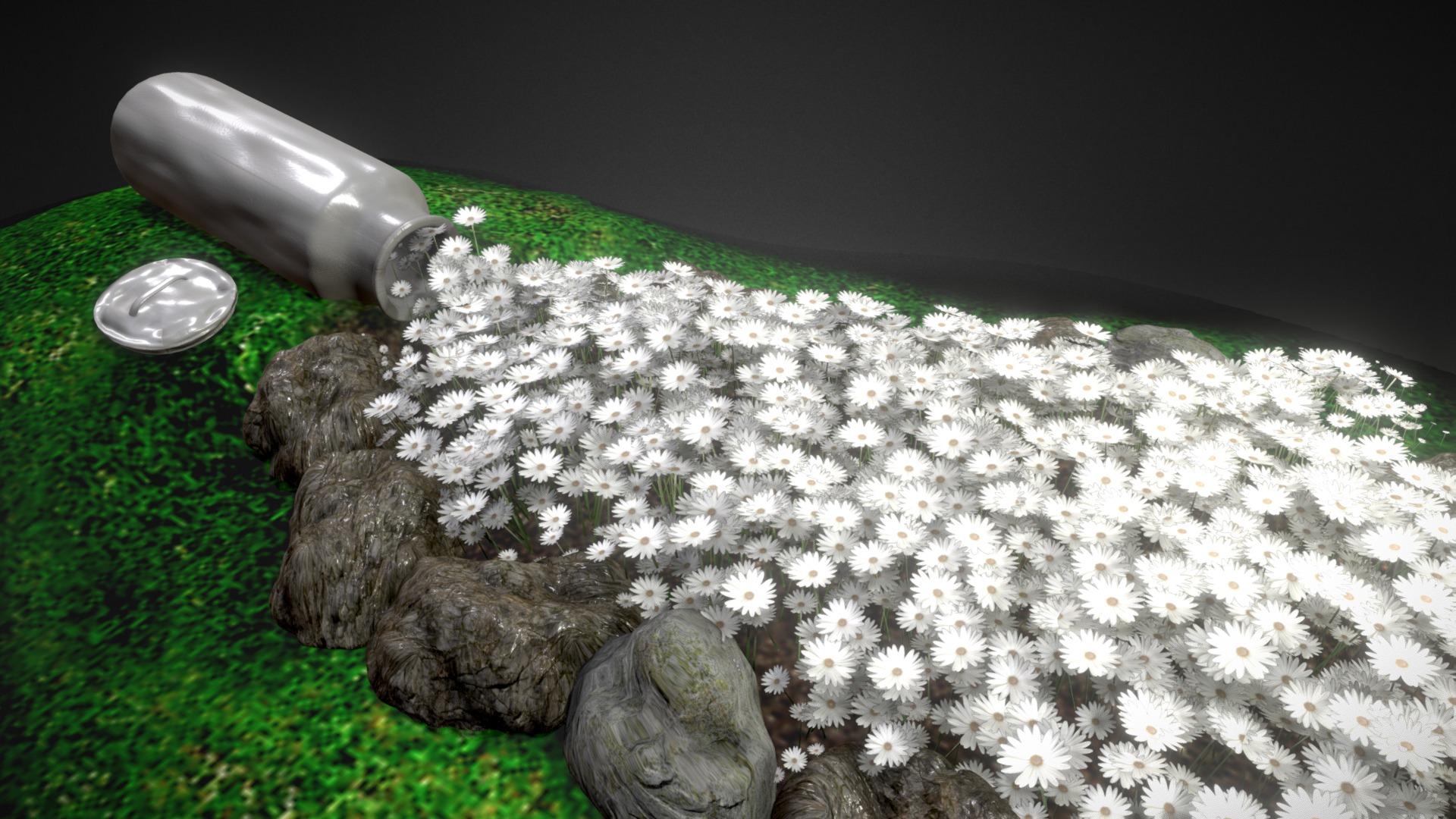 3D model Flowerbed - This is a 3D model of the Flowerbed. The 3D model is about a turtle on grass.