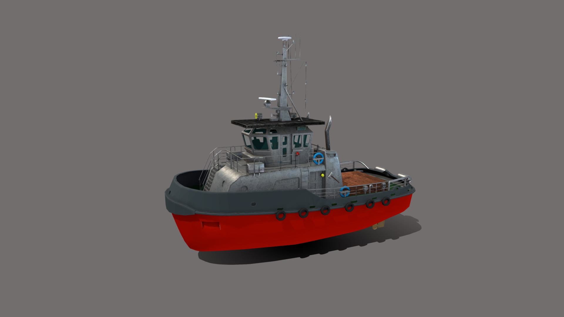 3D model Tugboat PBR - This is a 3D model of the Tugboat PBR. The 3D model is about a red and white boat.