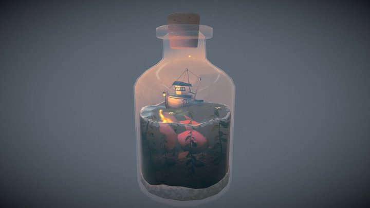 Ship in a Bottle 3D Model