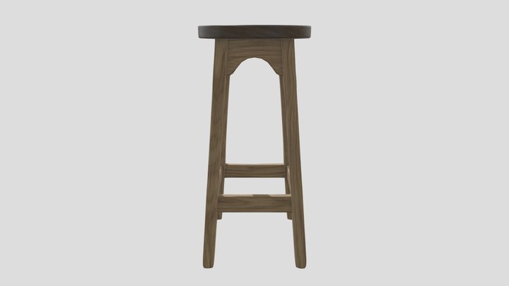Tall Irish Pub Stool - Wooden 3D Model