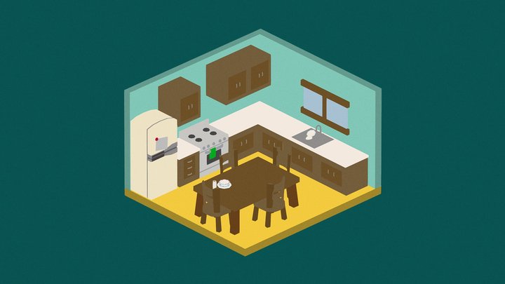 Isometric Kitchen 3D Model