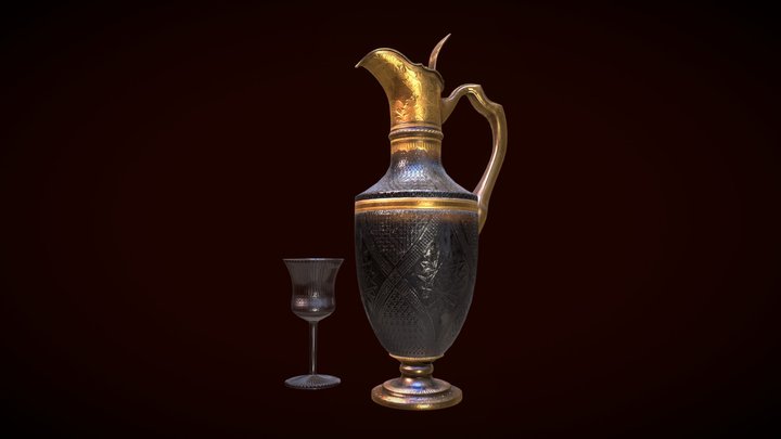 Victorian Jug and Wineglass 3D Model