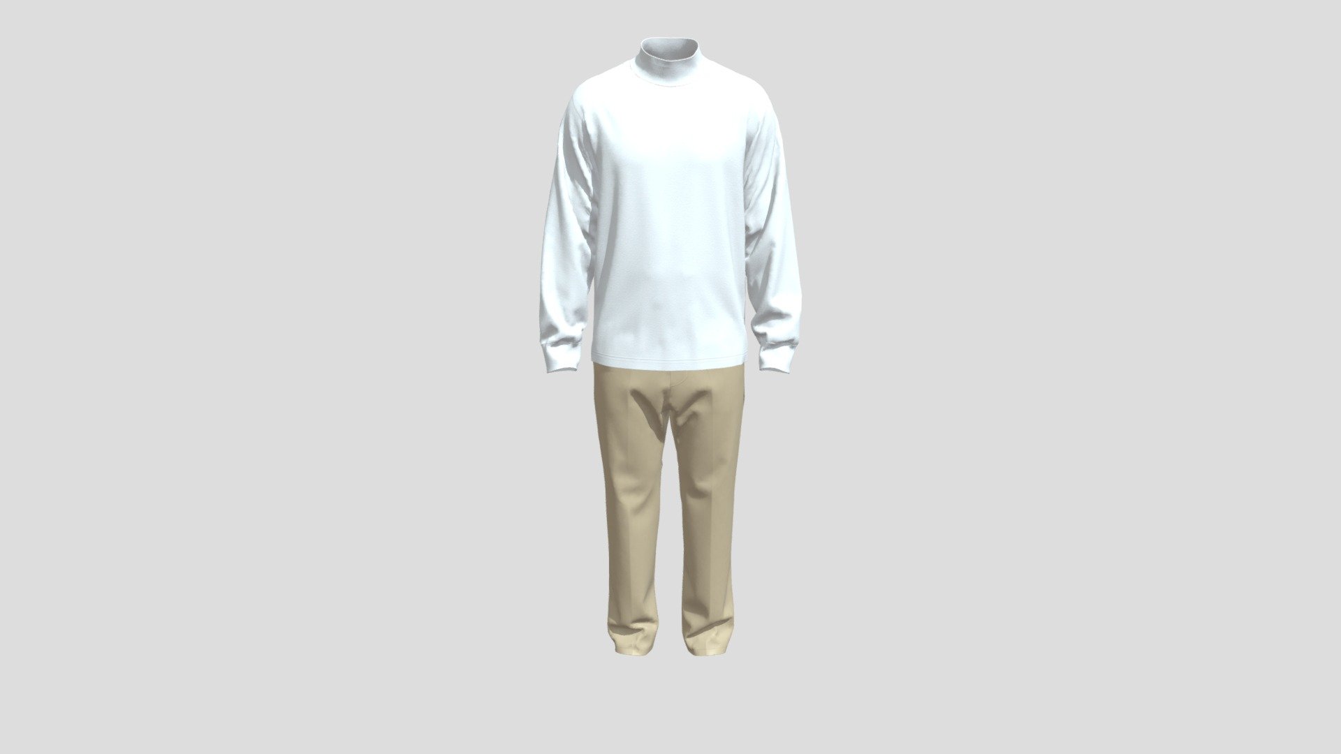 Mock Neck Long Sleeve T- Shirt Outfit - Buy Royalty Free 3D model by ...