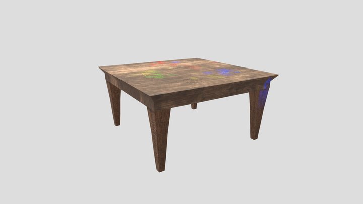 Worn Artists Table 3D Model