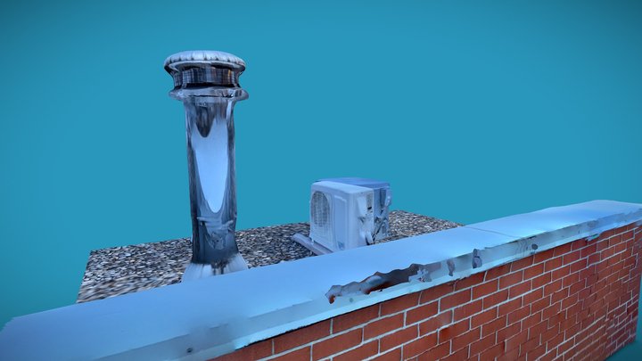Rooftop Chimney & Air Conditioning Unit 3D Model
