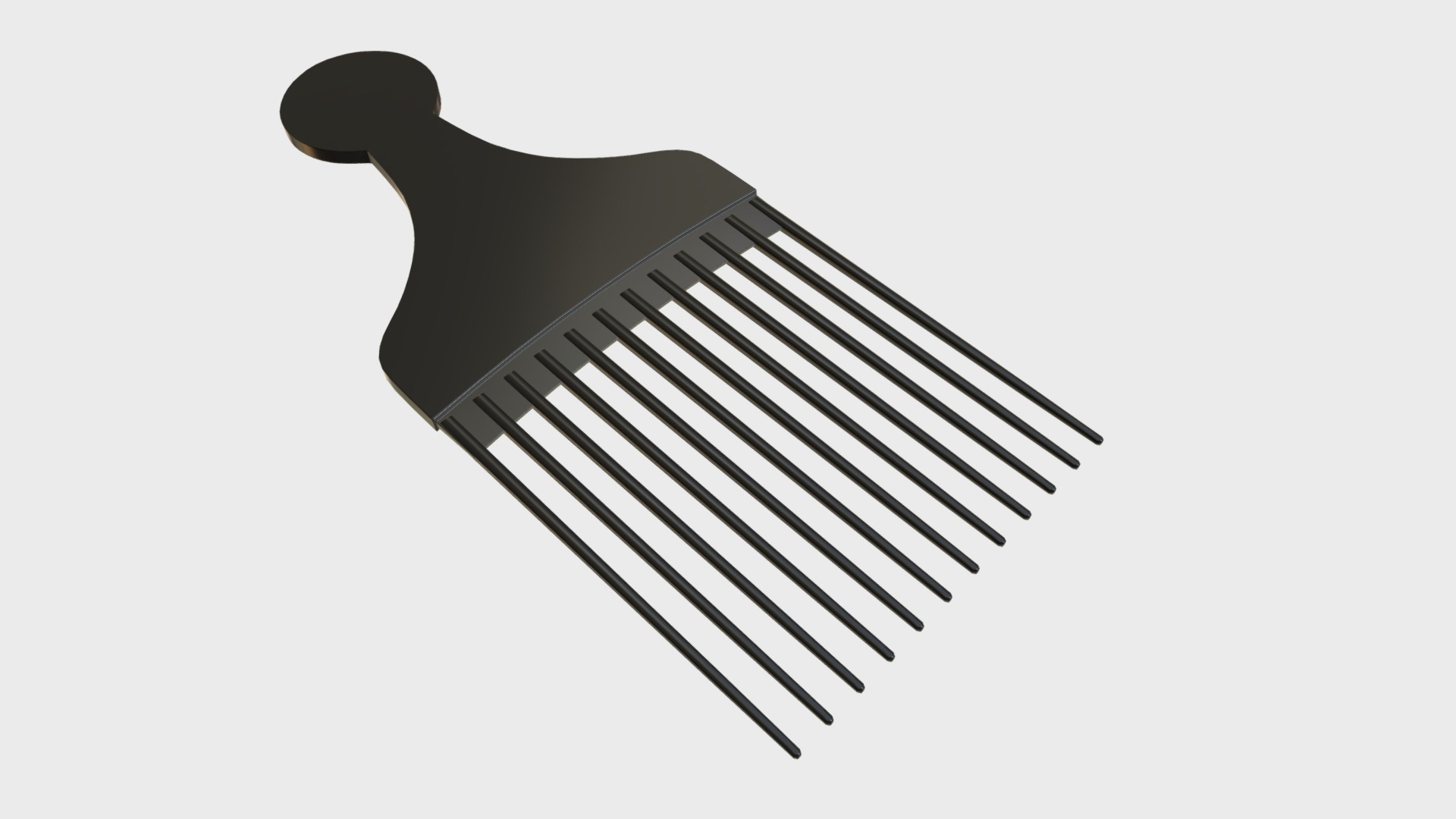 3D model Hair pick comb - This is a 3D model of the Hair pick comb. The 3D model is about a black object with a person's head on it.