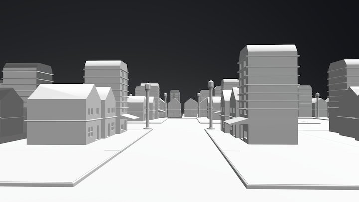 Street Scene - With Lamps 3D Model