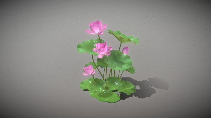 Vibrant Pink Lotus Flower Cluster_Tt – Kostenloses 3D-Modell STL