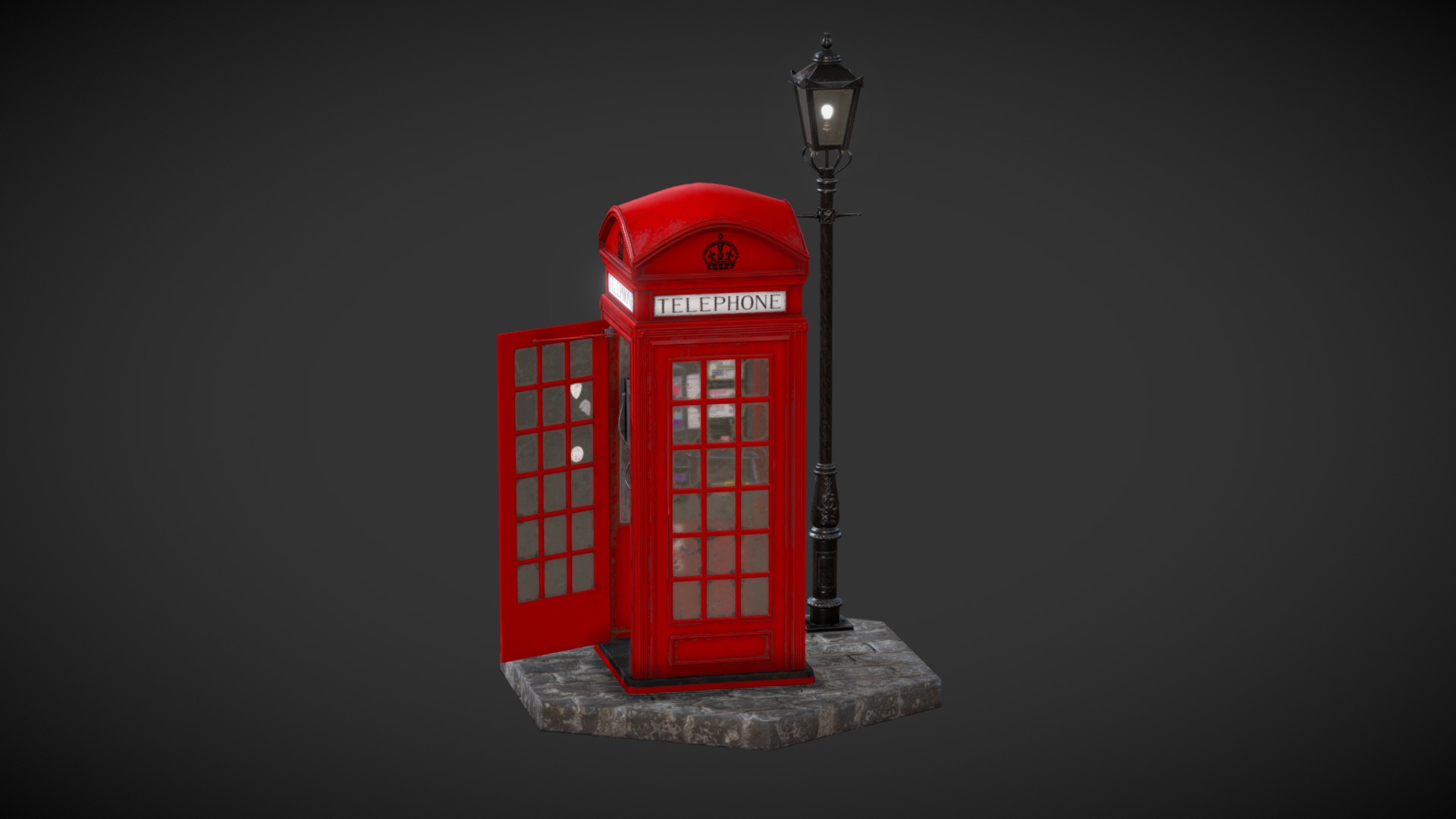 3D model London Telephone Booth - This is a 3D model of the London Telephone Booth. The 3D model is about a red and white telephone box.
