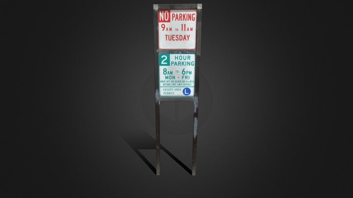 Big No-Parking Sign 3D Model