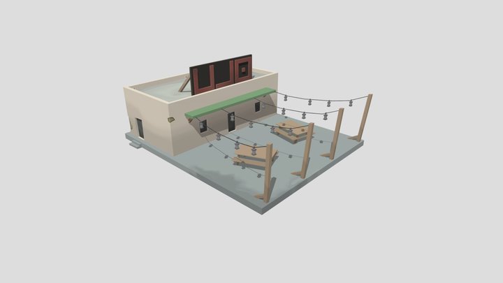 Low-Poly Post Apocolyptic Bar 3D Model