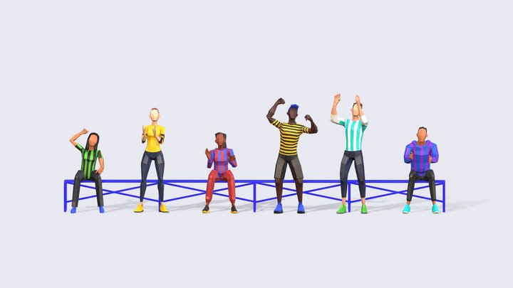 Cheering People - Animated & Rigged 3D Model